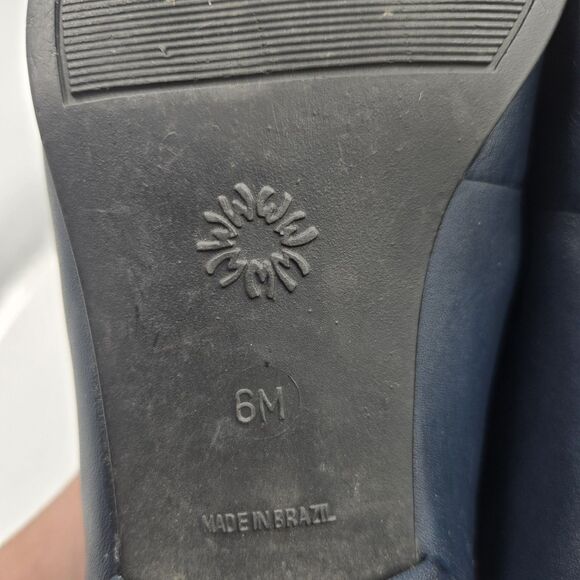 VINTAGE Westies Misty Navy Blue Leather Loafers Flats 6M Made in Brazil Horsebit - Picture 8 of 11